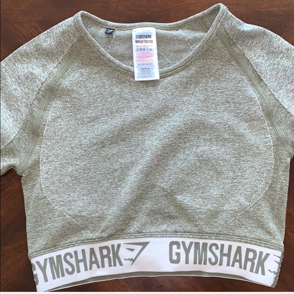 *SOLD* Gymshark Flex Sand/Khaki Flex Crop Top 💚 - Picture 2 of 2